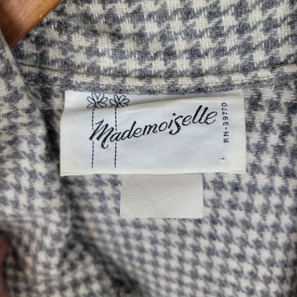 Vintage Tweed Wool Cape Coat One Size Medium Large XL 1X 2X 3X Grey Houndstooth - Picture 7 of 8